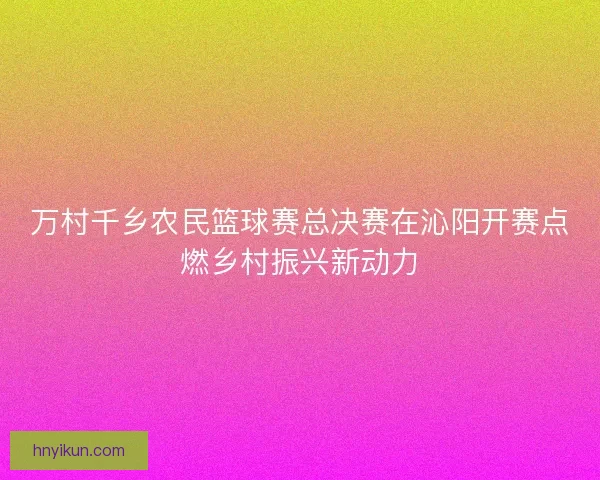 万村千乡农民篮球赛总决赛在沁阳开赛点燃乡村振兴新动力